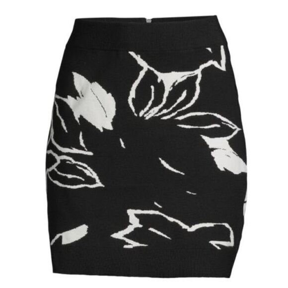 TED BAKER Rrosiie Knit Pencil Skirt in Black & White NWT Size 5/ US 12 - Picture 1 of 9